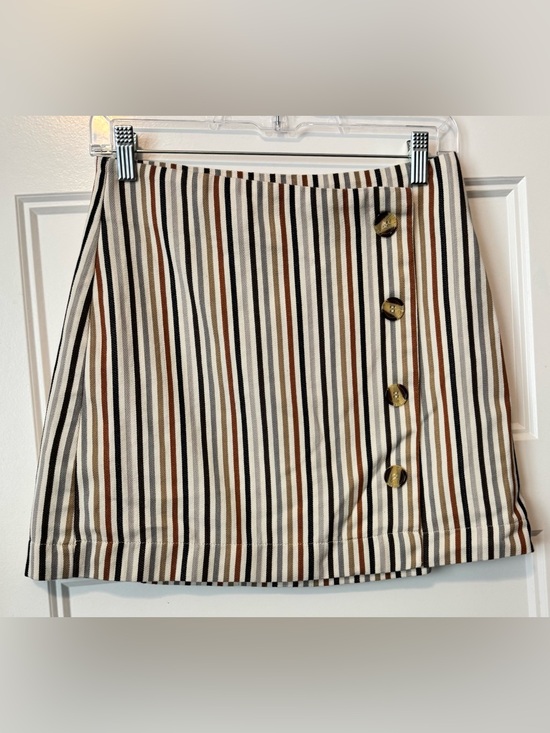Altar'd State Dresses & Skirts - Altar’d State Striped Button Front Mini Skirt Size S Neutral Preppy